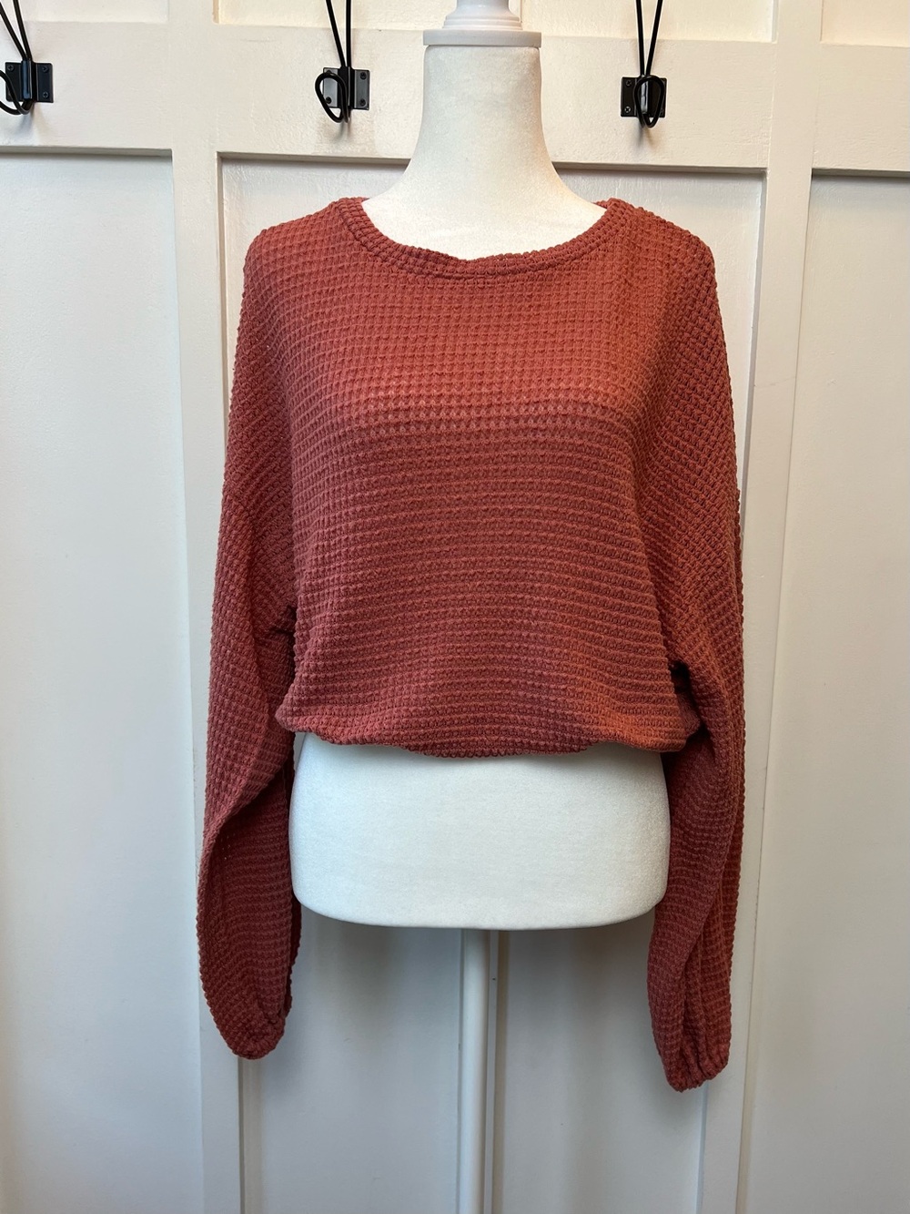 Altard State Sz Small Sheer Sweater Long Sleeve Elastic Waist Boho Layering Fall